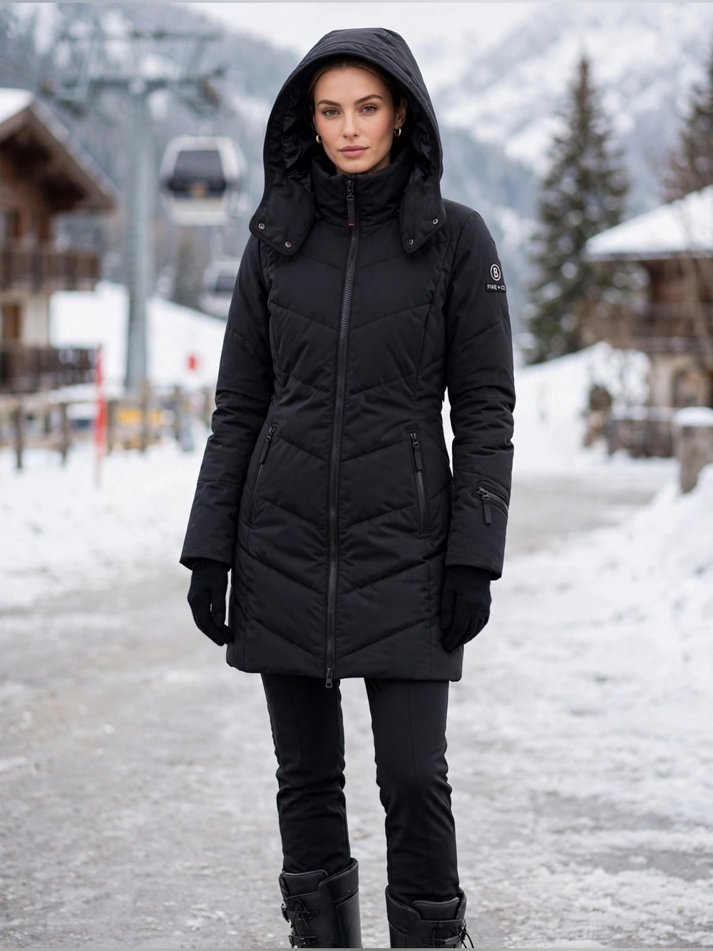 Bogner Fire + Ice Ski Coat Womens 4 XS Black Hooded Puffer PrimaLoft Waterproof